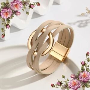 Bohemian PU Polyurethane Circle‎ Decor Layered Bracelet